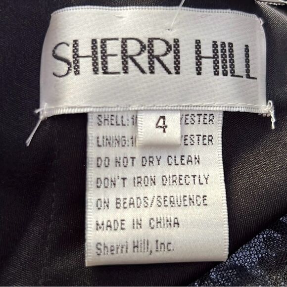 Sherri Hill black V Neck Black beaded lace gown size 4 - Picture 9 of 10